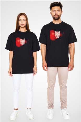 Attack on Titan Siyah Oversize Tişört Oversize T-shirt