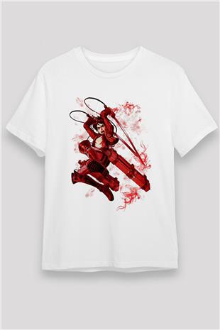 Attack On Titan Unisex Baskılı Beyaz Tişört - Tshirt