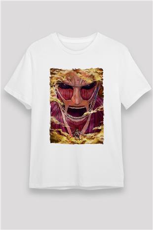 Attack On Titan Unisex Baskılı Beyaz Tişört - Tshirt