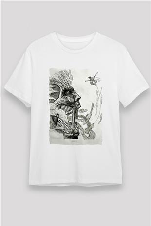 Attack On Titan Unisex Baskılı Beyaz Tişört - Tshirt