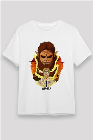 Attack On Titan Unisex Baskılı Beyaz Tişört - Tshirt