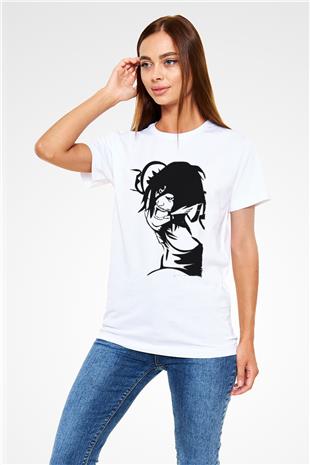 Attack On Titan Unisex Baskılı Beyaz Tişört - Tshirt