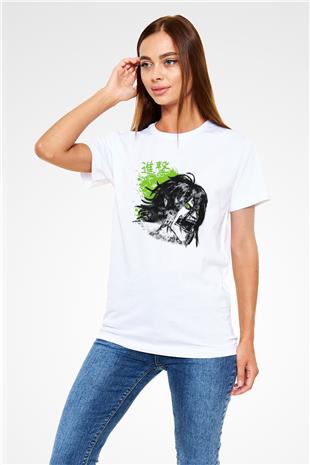 Attack On Titan Unisex Baskılı Beyaz Tişört - Tshirt
