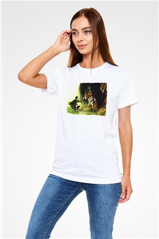 Attack On Titan Unisex Baskılı Beyaz Tişört - Tshirt