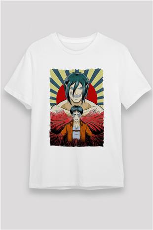 Attack On Titan Unisex Baskılı Beyaz Tişört - Tshirt