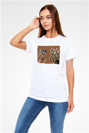 Attack On Titan Unisex Baskılı Beyaz Tişört - Tshirt