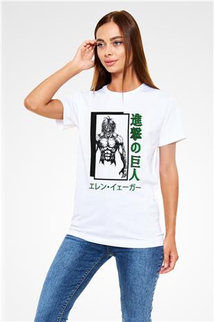 Attack On Titan Unisex Baskılı Beyaz Tişört - Tshirt