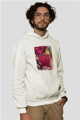 Attila Baskılı Unisex Beyaz Hoodie