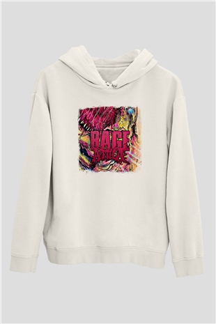 Attila Baskılı Unisex Beyaz Hoodie