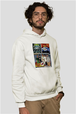 Attila Baskılı Unisex Beyaz Hoodie