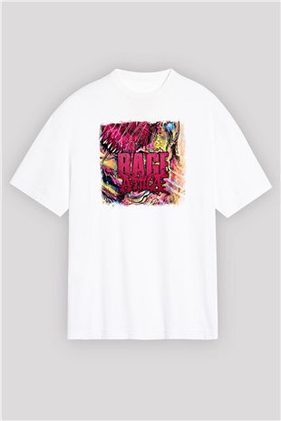 Attila Baskılı Unisex Beyaz Oversize Tişört