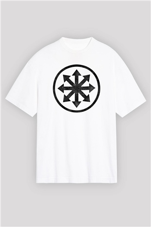 Attila Baskılı Unisex Beyaz Oversize Tişört