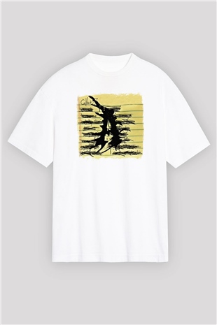 Attila Baskılı Unisex Beyaz Oversize Tişört
