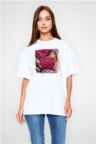 Attila Baskılı Unisex Beyaz Oversize Tişört