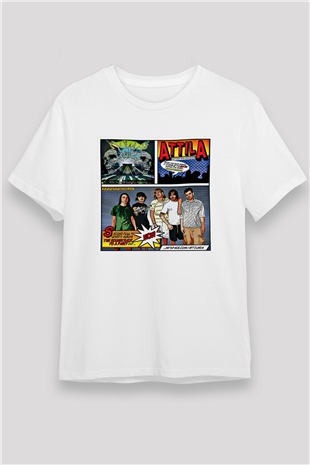 Attila Baskılı Unisex Beyaz Tişört