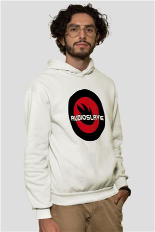 Audioslave Baskılı Beyaz Unisex Kapüşonlu Sweatshirt