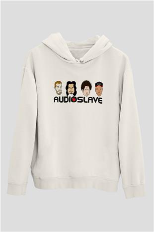 Audioslave Baskılı Beyaz Unisex Kapüşonlu Sweatshirt
