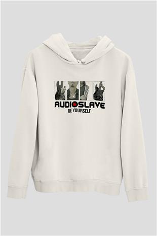 Audioslave Baskılı Beyaz Unisex Kapüşonlu Sweatshirt