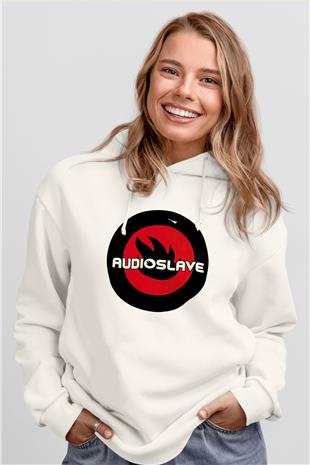 Audioslave Baskılı Beyaz Unisex Kapüşonlu Sweatshirt