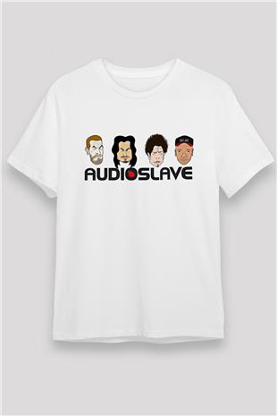 Audioslave Baskılı Unisex Beyaz Tişört - Tshirt