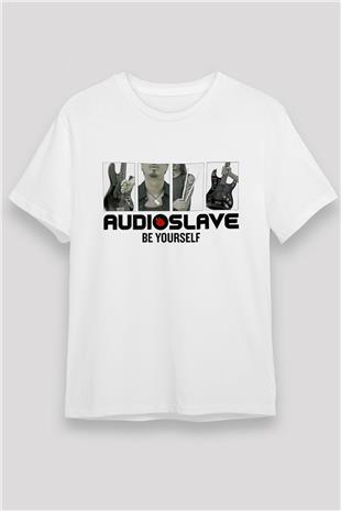 Audioslave Baskılı Unisex Beyaz Tişört - Tshirt