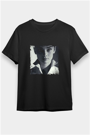 Audrey Hepburn Baskılı Unisex Siyah Tişört