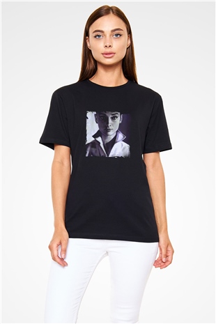 Audrey Hepburn Baskılı Unisex Siyah Tişört