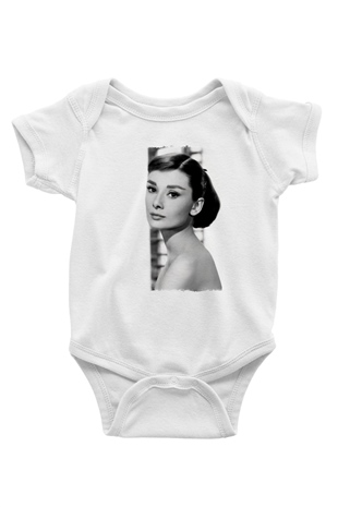 Audrey Hepburn Beyaz Bebek Body - Zıbın