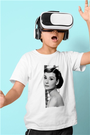 Audrey Hepburn Beyaz Unisex Çocuk Tişört