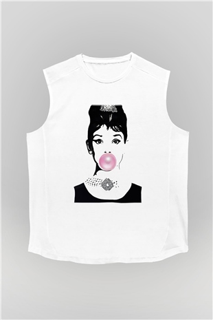 Audrey Hepburn Beyaz Unisex Kolsuz Tişört