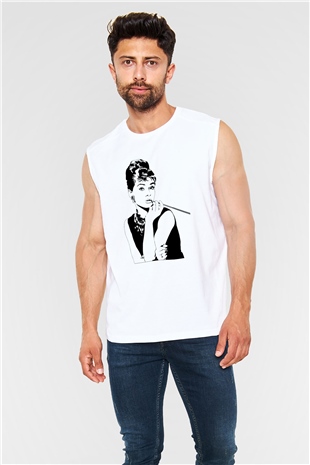 Audrey Hepburn Beyaz Unisex Kolsuz Tişört