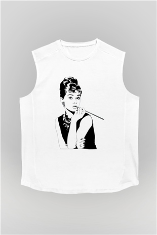 Audrey Hepburn Beyaz Unisex Kolsuz Tişört