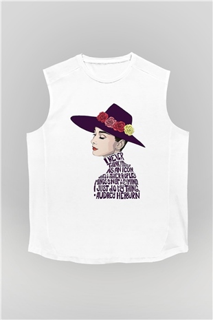 Audrey Hepburn Beyaz Unisex Kolsuz Tişört