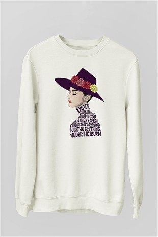 Audrey Hepburn Beyaz Unisex Sweatshirt