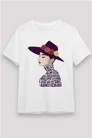 Audrey Hepburn Beyaz Unisex Tişört T-Shirt - TişörtFabrikası
