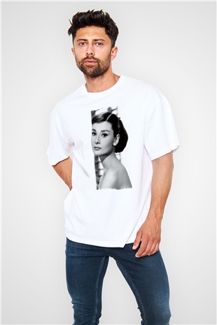 Audrey Hepburn Beyaz Oversize Tişört Oversize T-shirt - TişörtFabrikası