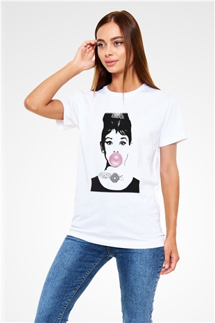 Audrey Hepburn Beyaz Unisex Tişört T-Shirt - TişörtFabrikası