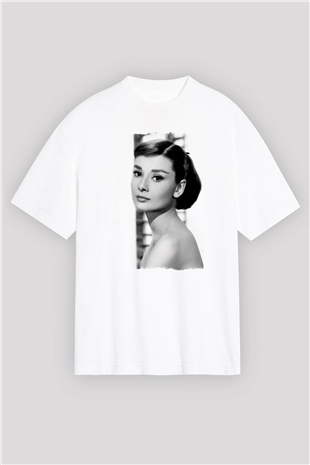 Audrey Hepburn Beyaz Oversize Tişört Oversize T-shirt - TişörtFabrikası