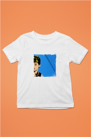 Audrey Hepburn Unisex Baskılı Beyaz Çocuk Tişört