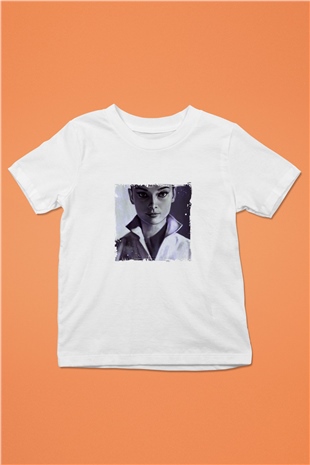 Audrey Hepburn Unisex Baskılı Beyaz Çocuk Tişört