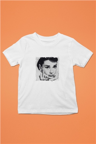 Audrey Hepburn Unisex Baskılı Beyaz Çocuk Tişört