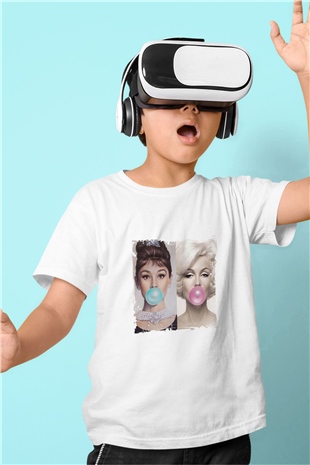 Audrey Hepburn Unisex Baskılı Beyaz Çocuk Tişört