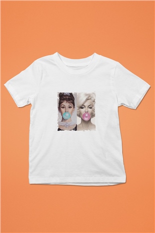 Audrey Hepburn Unisex Baskılı Beyaz Çocuk Tişört