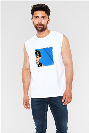 Audrey Hepburn Unisex Baskılı Beyaz Kolsuz Tişört