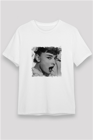 Audrey Hepburn Unisex Baskılı Beyaz Tişört