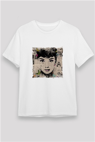Audrey Hepburn Unisex Baskılı Beyaz Tişört