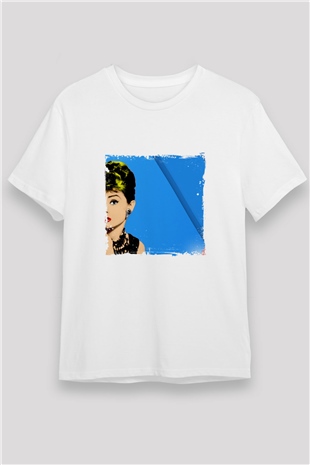 Audrey Hepburn Unisex Baskılı Beyaz Tişört