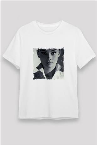 Audrey Hepburn Unisex Baskılı Beyaz Tişört