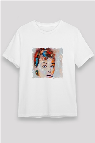 Audrey Hepburn Unisex Baskılı Beyaz Tişört