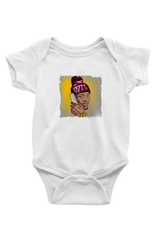August Alsina Baskılı Unisex Beyaz Bebek Body - Zıbın